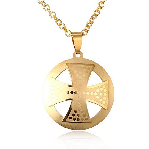 Women Men's Stainless Steel Gold Tone Cross Hollow Pendant Necklace Chain Gift (triangle)