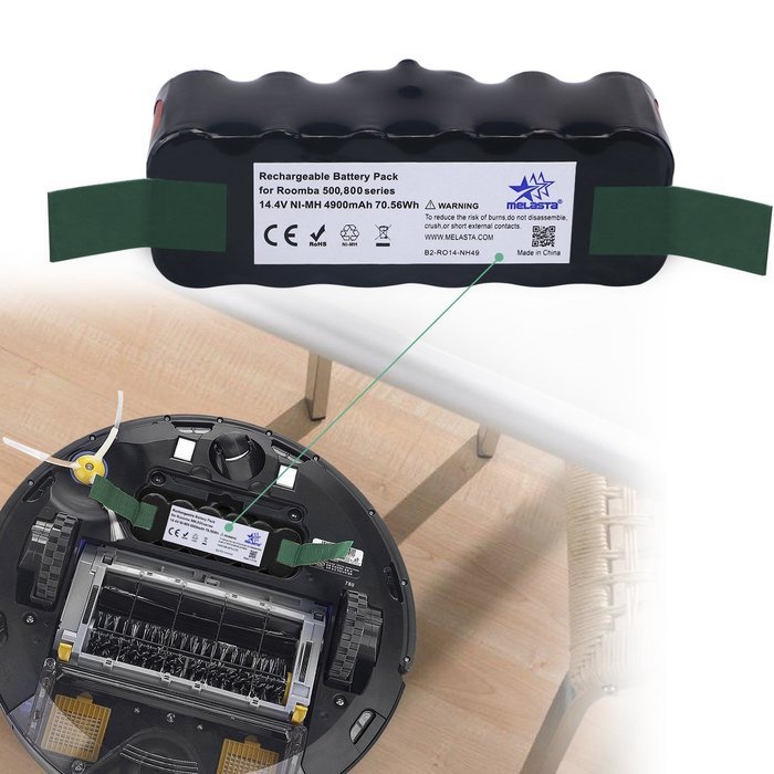 Melasta Updated Extended Capacity 4900mAh 14.4V NI-MH Vacuum Battery for iRobot Roomba R3 500 600 700 800 Series... N4