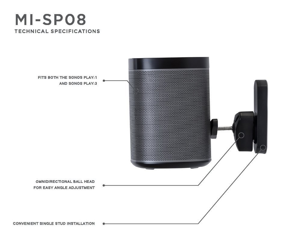 Mount-It! MI-SP08 Speaker Wall Mount Bracket for SONOS PLAY:1 and SONOS PLAY:3 Universal Wall Mount Speaker Stands... N6