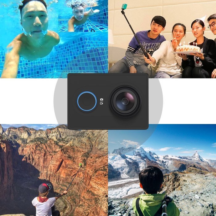 YI Action Camera with Selfie Stick & Bluetooth Remote (US Edition) Lime Green N23