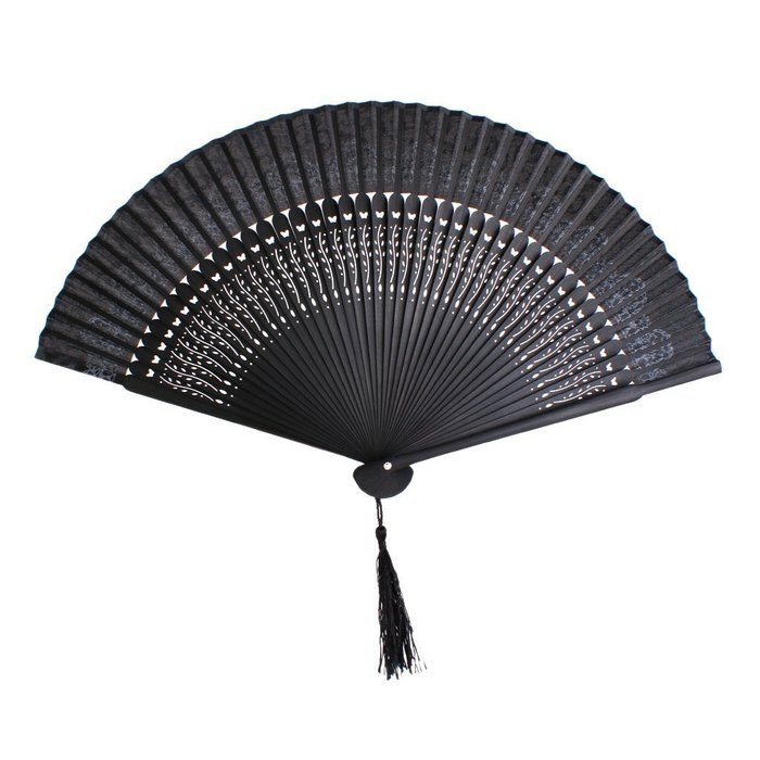 Hollow Rib Flower Hand Fan Folding Fan Pocket Fan (Blue) N9
