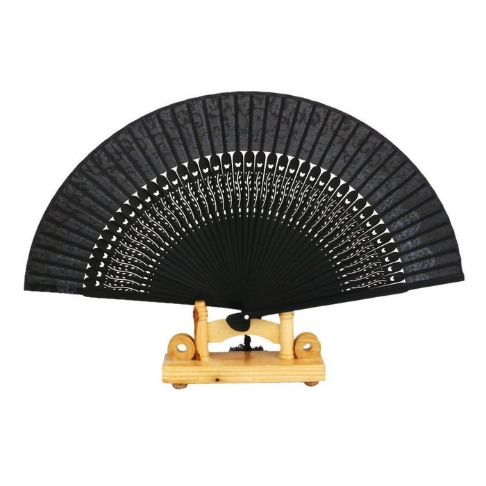 Hollow Rib Flower Hand Fan Folding Fan Pocket Fan (Blue) N11