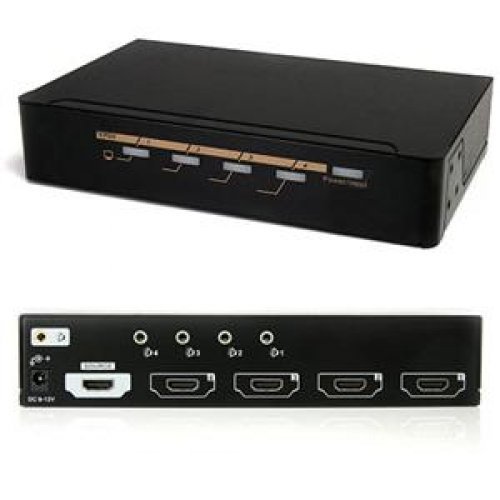 StarTech ST124HDMI2 StarTech 4 Port HDMI 1.3 Video Splitter with Audio - Video splitter -...