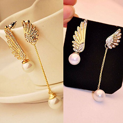 1 Pair Women Elegant Wings Rhinestone Ear Stud Gold Dangle Earrings Jewelry NEW N4