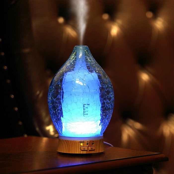 3E Home 30-2300 Cool Mist Humidifier Ultrasonic Essential Oil Diffuser (Blue glass cover)
