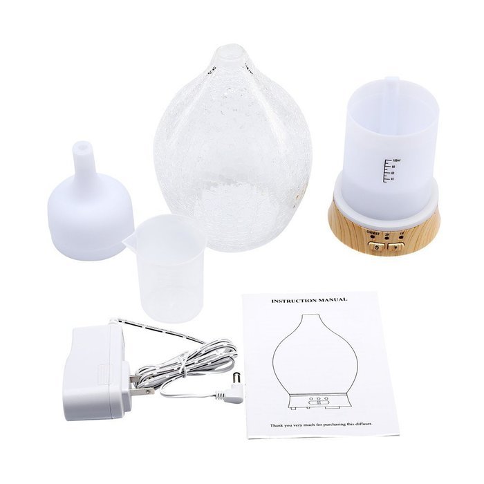 3E Home 30-2300 Cool Mist Humidifier Ultrasonic Essential Oil Diffuser (Blue glass cover) N2