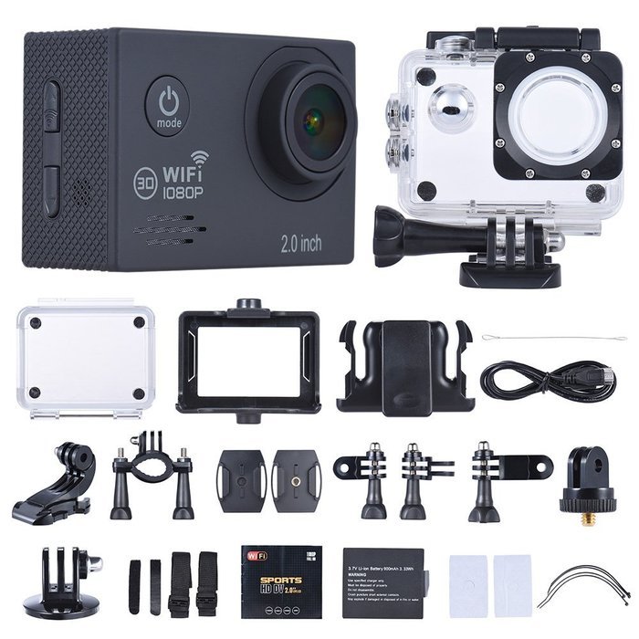 Andoer 1080P 30fps Full HD 12MP Action Camera Waterproof 30 WiFi 2.0" LCD 150 Wide Degree Angle Lens Anti-shake... N17