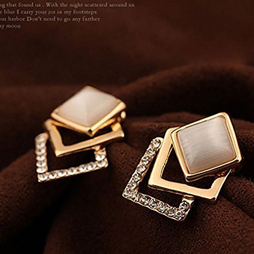 New Fashion Ear Stud Hollow Crystal Jewelry Gold Plated Earrings 1 Pair Women