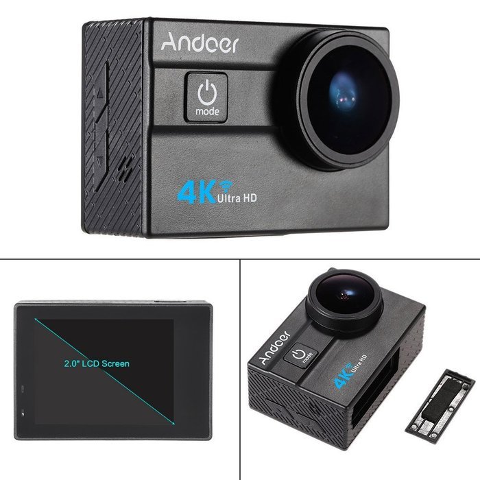 Andoer 2.0" LCD 4K WiFi Ultra HD Action Sports Camera 16MP 25FPS 1080P 60FPS 4X Zoom 25mm 173 Degree with 8in1... N22