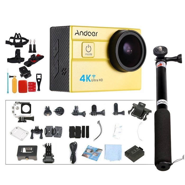 Andoer 2.0" LCD 4K WiFi Ultra HD Action Sports Camera 16MP 25FPS 1080P 60FPS 4X Zoom 25mm 173 Degree with 8in1... N24