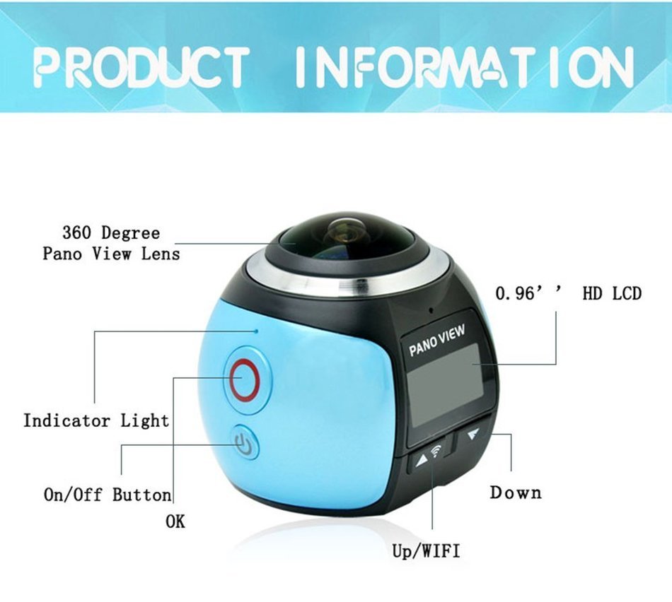 VIGICA V1 SLR WIFI Panoramic Action Camera 360 Degree All Viewer Waterproof Sports Cameras 0.96" HD LCD Display... N4