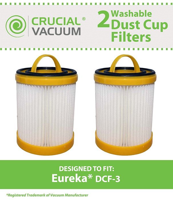 2 Eureka DCF-3 HEPA Filters, Long-Life WASHABLE, REUSABLE, Compare With Eureka Part# 61825, 62136, 62136A, DCF3...