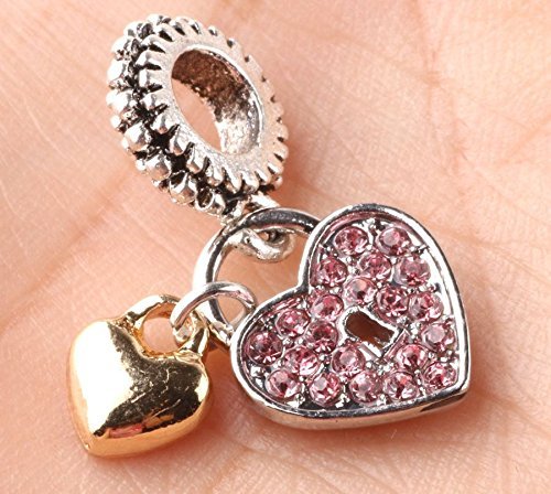 sterling 925 Silver Love CZ Charm Beads Pendant Fit Bracelet Necklace Chain A189 N3