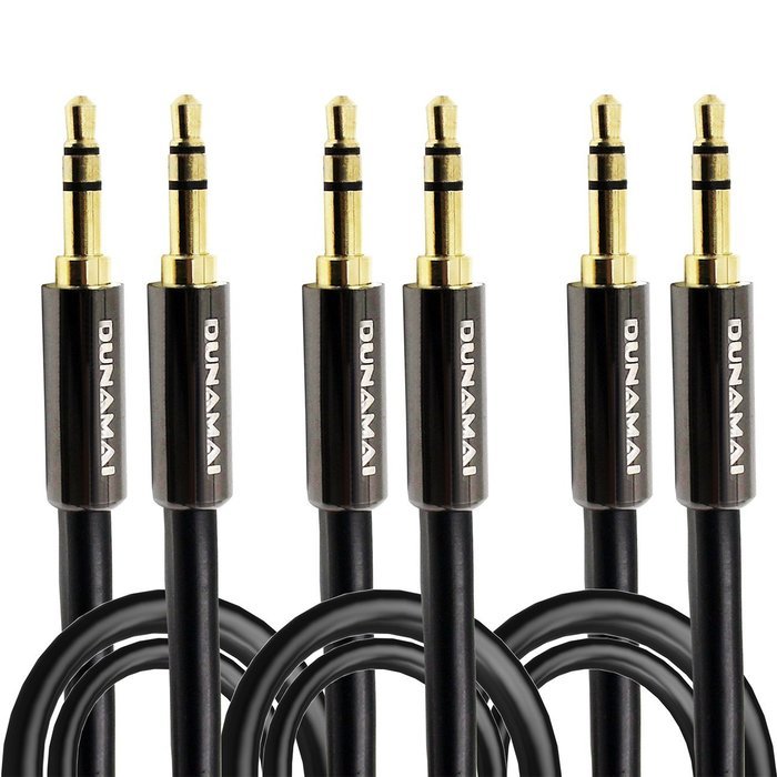 3 Pack Aux Cable High Fidelity Premium 3.5mm Gold Plated 3ft Male to Male Dunamai Stereo Audio for iPhone, iPad... N4