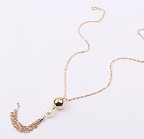 Fashion Women's Lady Pearls Long Chain Charms Sweater Chain Tassel Necklace