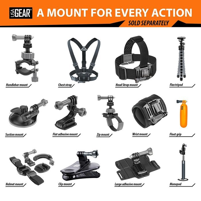Quick Release Zip-Tie Strap Mount w/ 360 Degree Rotating Head for Compact Cameras by USA Gear - Works With Canon... N8
