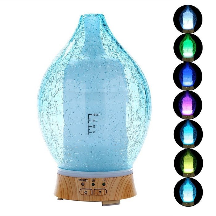 3E Home 30-2300 Cool Mist Humidifier Ultrasonic Essential Oil Diffuser (Blue glass cover) N3