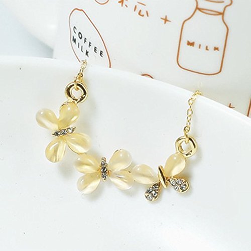 fashion Women Lady Cat's Eye Stone Butterfly Crystal Pendant necklace Gift