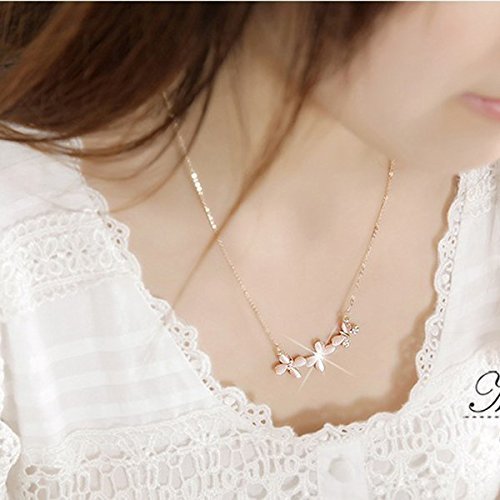 fashion Women Lady Cat's Eye Stone Butterfly Crystal Pendant necklace Gift N2