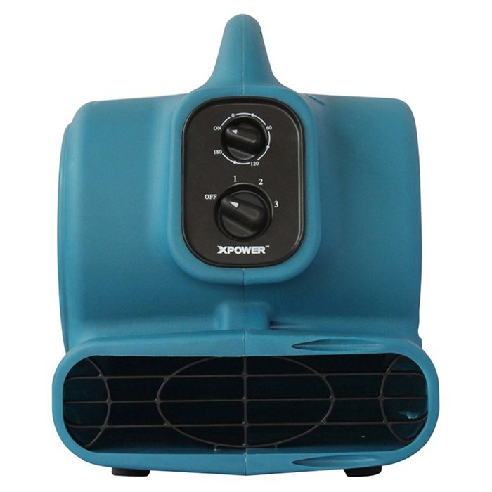 XPOWER P-230AT 1/5 HP 800 CFM 3 Speeds Mini Air Mover with 3-Hour Timer and Built-In Dual Outlets for Daisy Chain N3