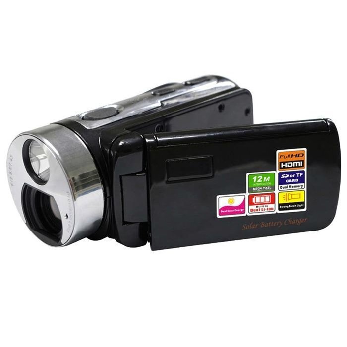 Outdoor Camera 1080P Full HD Dual Solar Panel Digital Video Camera Camcorder Torch Light with Rotatable 3 Inch... N3