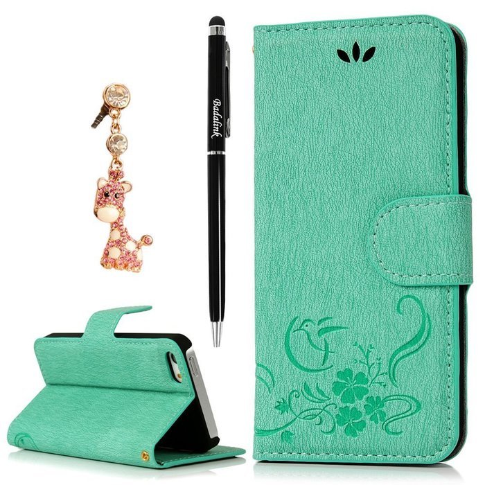 iPhone SE Case,iPhone 5S Case,iPhone 5 Case - Flip Wallet Case Stand Vintage Embossed Flowers PU Leather Texture... N3