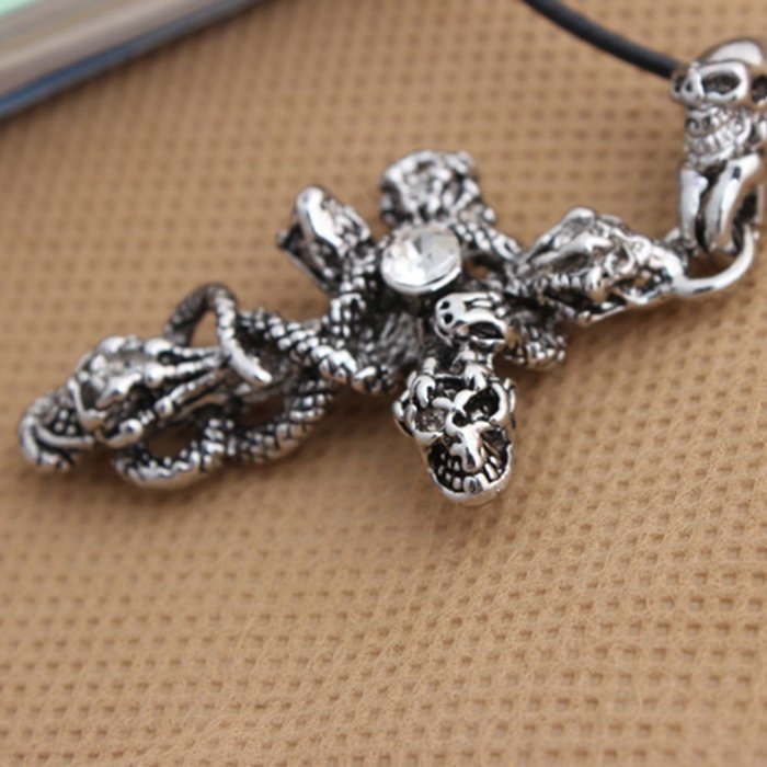 New Hot Good Fashion Men's Jewelry Stainless Steel Skull Snake Pendant Necklace