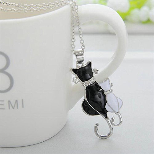 Fashion Women Girl Silver Plated Cat Pendant Chain Necklace Jewelry GIFT