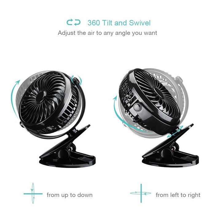 Homasy Battery Operated Clip on Fan, Mini Desk Fan Portable Fan for Baby Stroller Table Home Office, Powered by...