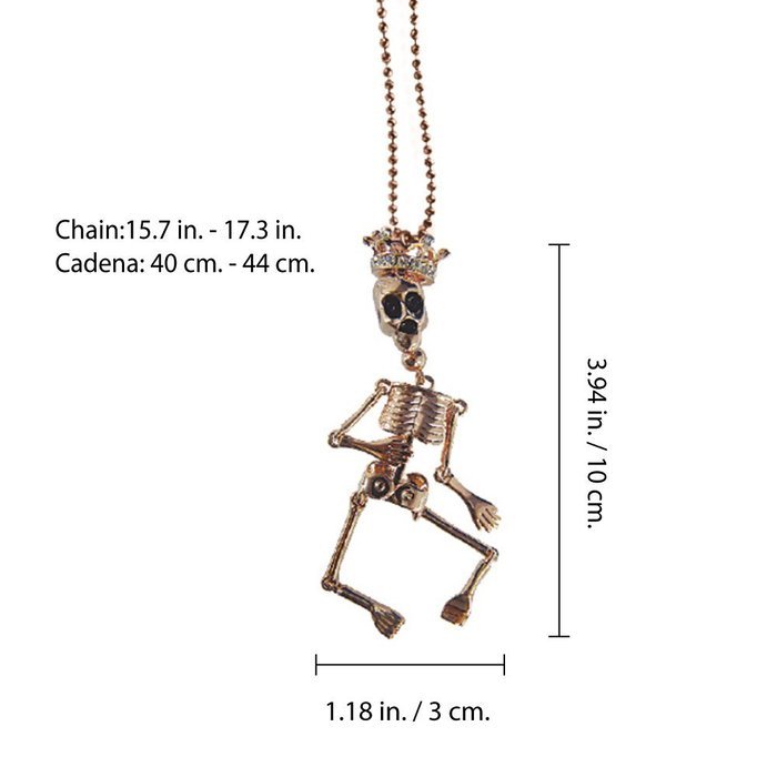 Twinkle Crystal Metal Pendant Necklace - Rope Skull (Black)