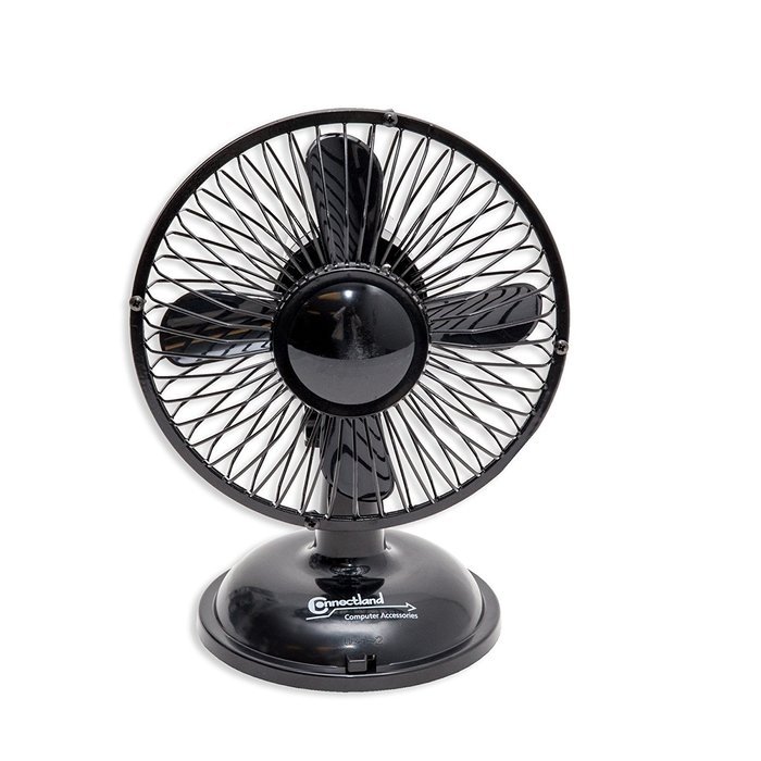 Connectland USB Mini Desktop Fan, Home and Office, Light Weight Plastic Black Oscillatory, Battery CL-ACC65015 N4