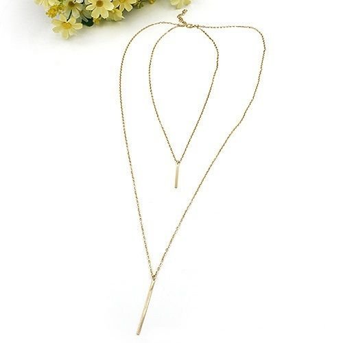 Hot Women Gold Plated Long Sweater Chain Vertical Bar Pendant Necklace Jewelry H
