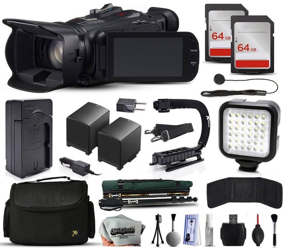 Canon XA20 Professional Camcorder Video Camera + 128GB Memory + Charger with Car/Euro Adapter + Action Stabilizer...