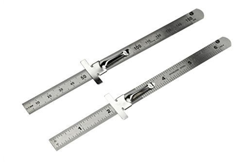 SE 925PSR-2 2-Piece SAE & Metric Ruler Set with Detachable Clips, Stainless Steel by SE