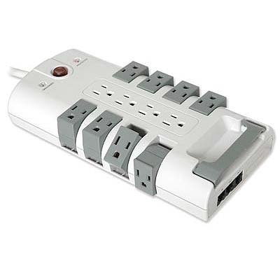 Pivoting 12 Outlet Power Surge Block W/Flat Plug N5