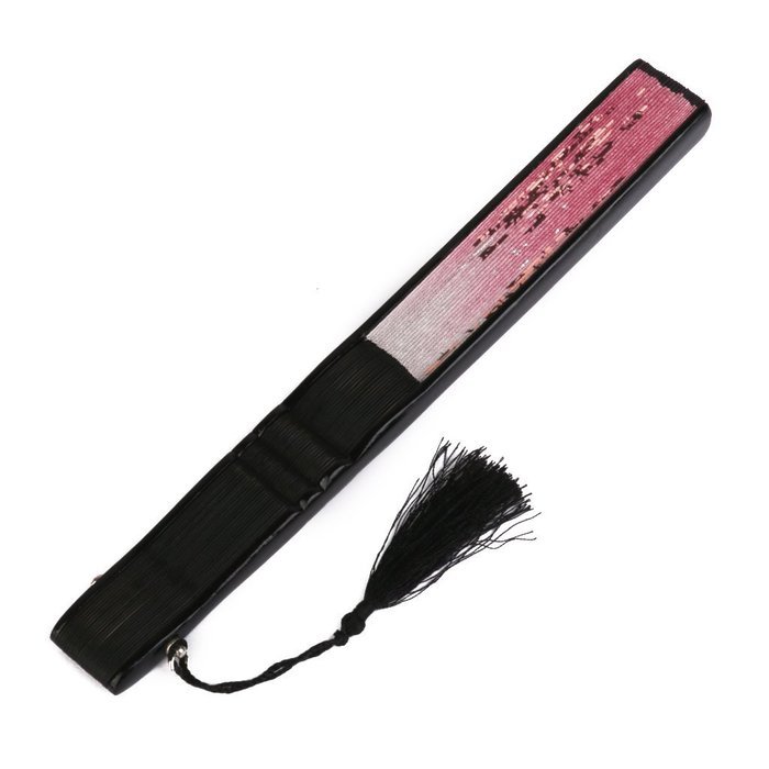 Linen Butterfly Flowers Hand Fan Lacquer Handle Japanese Folding Fan Cosplay Costome Accs Pink