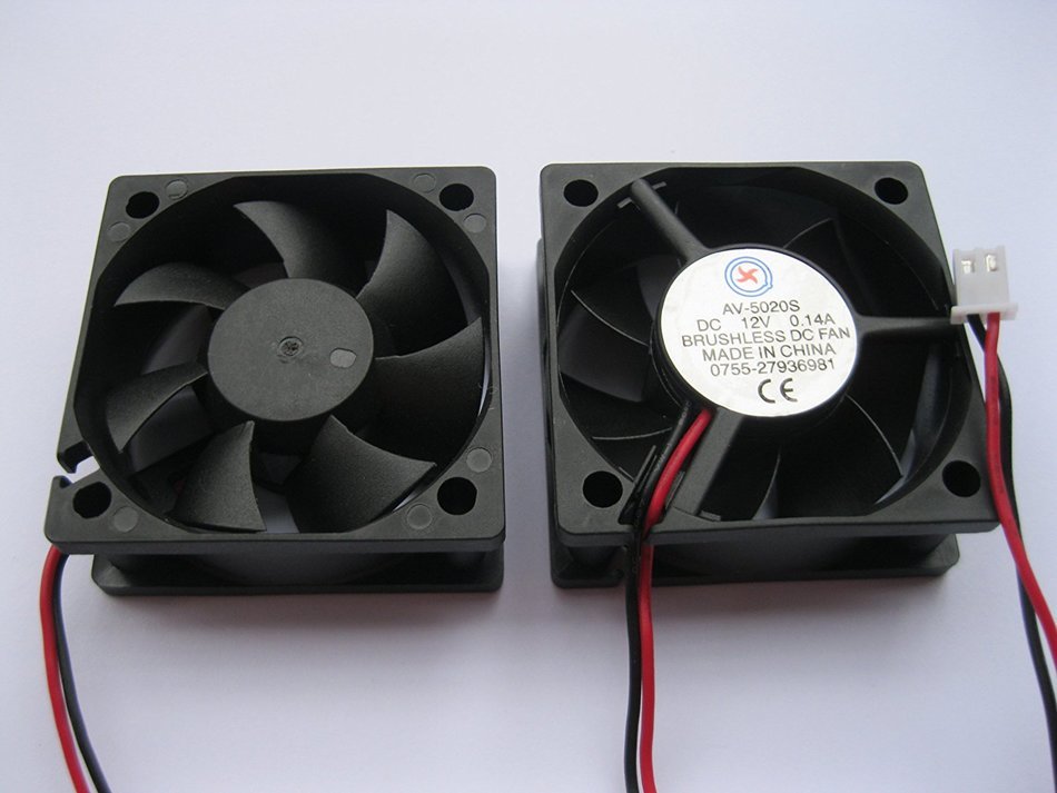 2 pcs Brushless DC Cooling Fan 12V 5020S 7 Blades 2 wire 50x50x20mm Sleeve-bearing Skywalking N2