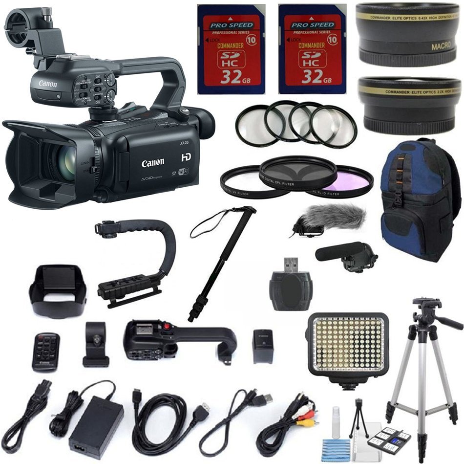 Canon XA25 Professional Camcorder w/ 20x HD Video Exclusive Celltime Bundle w/ .43x Wide Angle Lens +2.2x Telephoto...