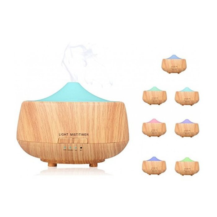 250ml Ultrasonic Cool Mist Humidifier Portable Mini Wood grain Aromatherapy Essential Oil Diffuser with 7 Color...