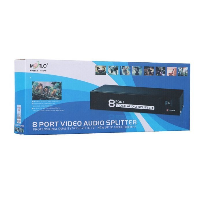 E-SDS 1 In 8 Out 3 RCA AV Audio Video Splitter Amplifier for Cable Box DVD DVR Analog TV N7