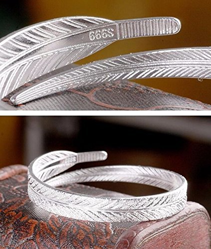New Fashion Jewelry Women's Silver Plated Feather Open Cuff Bangle Bracelet N7