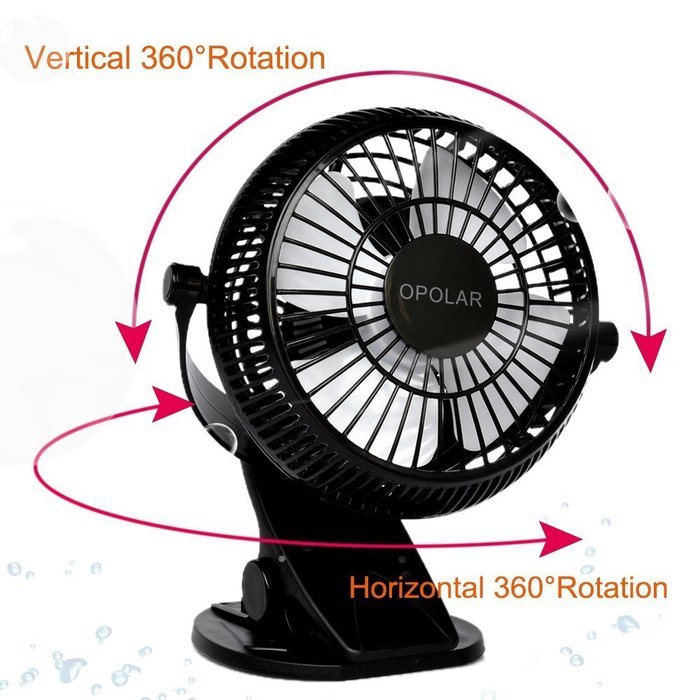 Opolar 3-in-1 Desk Clip and Wall Mountable Mini USB Fan with 2 Speeds
