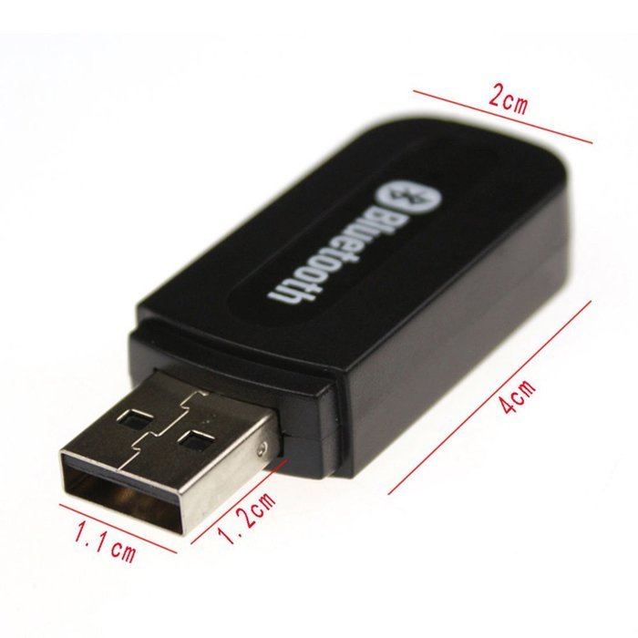 Gista Bluetooth Audio Adapter USB Wireless Portable 3.5mm Music Stereo Receiver Dongle Black