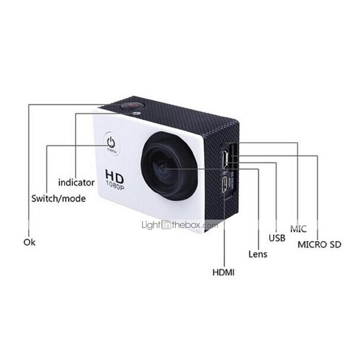 Lightinthebox SJ4000 PANNOVO 1.5" TFT 12.0 MP 2/3" CMOS 1080P Full HD HDMI Outdoor Sports Digital Video Camera... N7