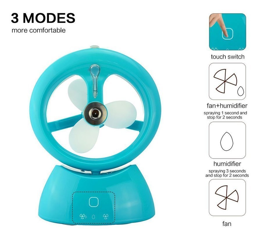 WoneNice Battery Charging USB Misty Cooling Hydrating Mini Fan -3 Different Circulation Mode with Personal Cooling... N10