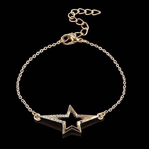 Fashion Gold Silver Simple Star Crystal Rhinestone Chain Braclet Women Jewelry