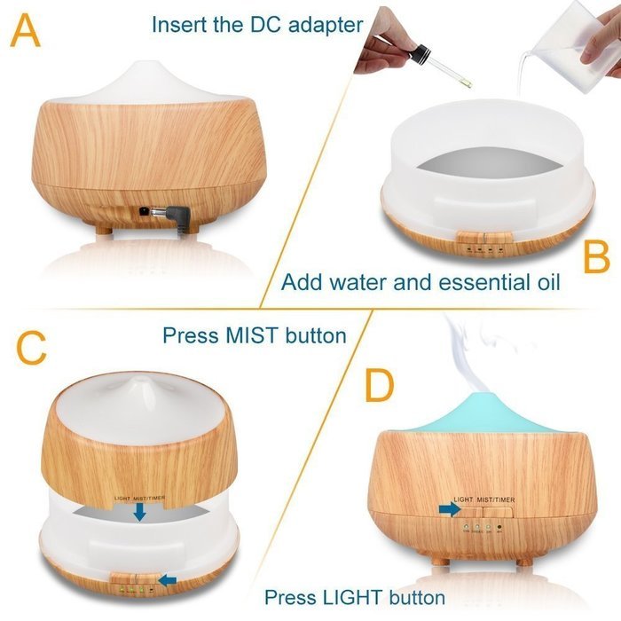 250ml Ultrasonic Cool Mist Humidifier Portable Mini Wood grain Aromatherapy Essential Oil Diffuser with 7 Color... N3