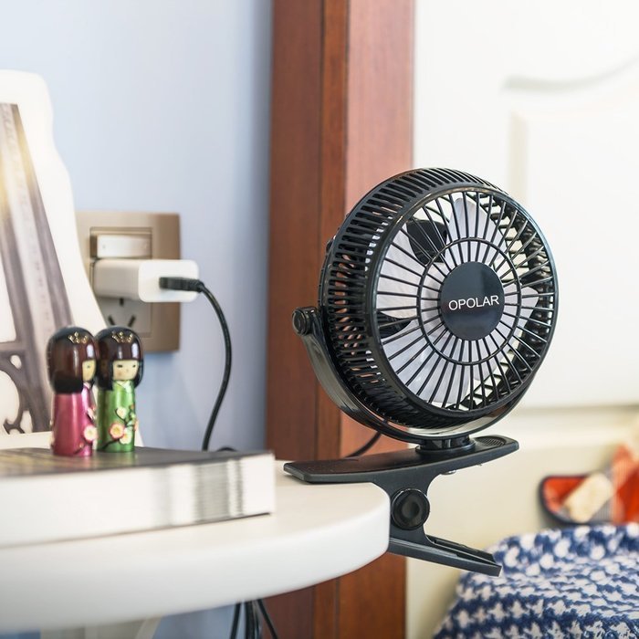 Opolar 3-in-1 Desk Clip and Wall Mountable Mini USB Fan with 2 Speeds N2