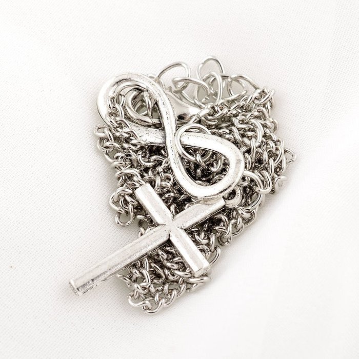 New Charming Women Ladies Silver Infinity Cross Pendant Chain Necklace Jewelry N2