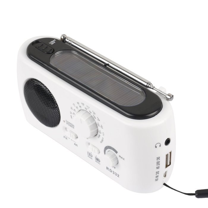 Qooltek Portable Emergency Dynamo/Solar Hand Crank Self Powered AM/FM Radio with Cell Phone Charger & 3-LED Flashlight... N4